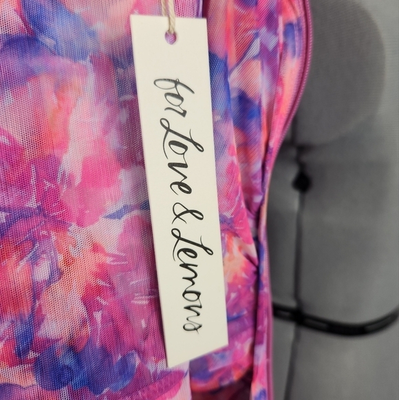 For Love & Lemons Natasha Floral Swim Cover Up Mesh Mini Dress in Multi Small - Picture 15 of 15